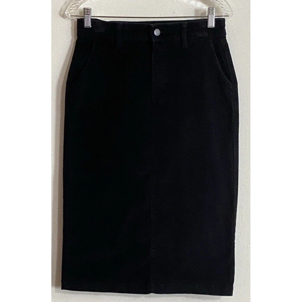 Time & Tru Black Corduroy Midi Skirt Size 4 Dark Academia Goth Romantic Grunge